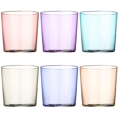 UNISHOP Set de 6 Vasos de Agua Multicolor, Vasos de Cristal Lisos y de Colores, Aptos para Lavavajillas