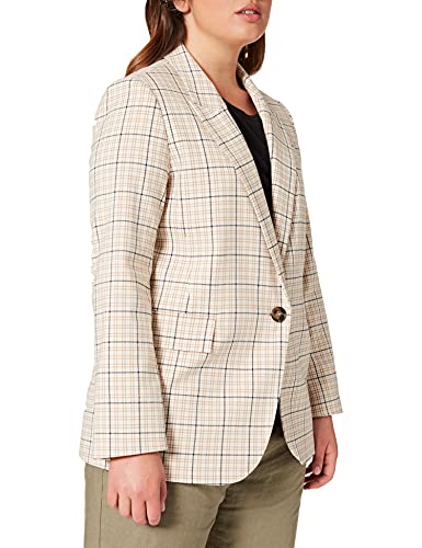United Colors of Benetton Giacca 2xof52423 Chaqueta, Tinto Hilo Príncipe di Gales Beige y Rosa 901, 38 para Mujer