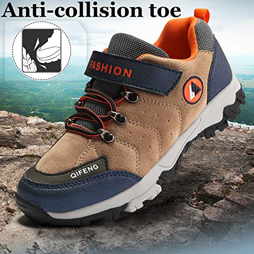 Unitysow Zapatillas de Senderismo para Niño Zapatillas y Calzado Deporte Niños Impermeables Botas de Senderismo Aire Libre Montaña Zapatillas Trekking,Beige,EU32