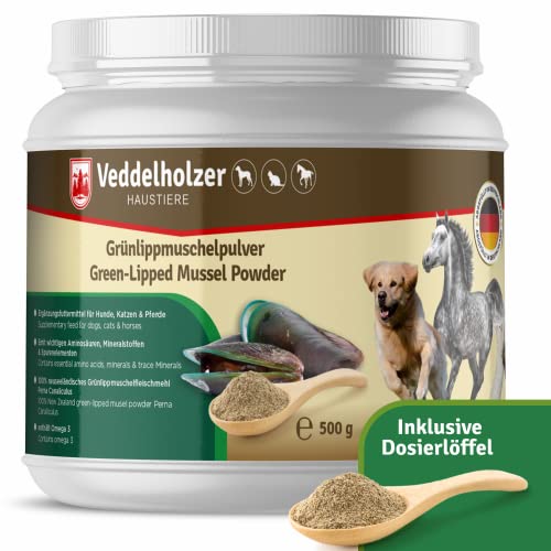 Veddelholzer - Polvo de mejillón verde natural para perros, 500 g, extracto de labio verde con alta aceptación en todos los perros condroprotector perros