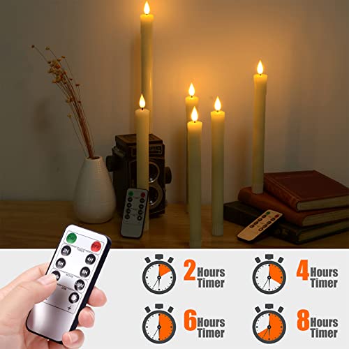 Velas LED sin llama con control remoto, juego de 6 velas de cera real con pilas, candelabros eléctricos parpadeantes para decoración de Navidad, hogar, sala de mesa, blanco cálido