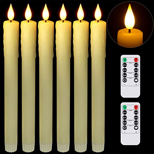 Velas LED sin llama con control remoto, juego de 6 velas de cera real con pilas, candelabros eléctricos parpadeantes para decoración de Navidad, hogar, sala de mesa, blanco cálido