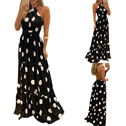 Vestido largo de primavera/verano elegante con estampado de leopardo y mariposa sin mangas con cuello en inglés americano, vestido otoñal sin respaldo, sexy, asimétrico, Negro , S