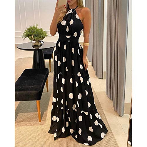 Vestido largo de primavera/verano elegante con estampado de leopardo y mariposa sin mangas con cuello en inglés americano, vestido otoñal sin respaldo, sexy, asimétrico, Negro , S