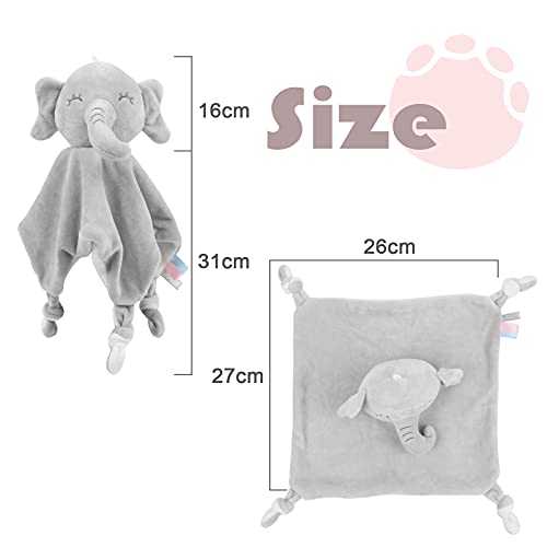 Vicloon Manta de Seguridad para Bebés,Mantita de apego bebé de Muñeca Elefante,21x16cm Toalla para bebés Toalla de Saliva,Regalo Bebe