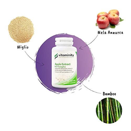 Vitaminity Apple Extract Hair Complex - Complemento alimenticio a base de extracto seco de Manzana Annurca de Campania IGP con bambú y mijo
