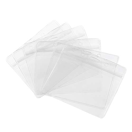 Vosarea 100 soportes de plástico transparente para tarjetas de identificación de nombre horizontal (transparente)