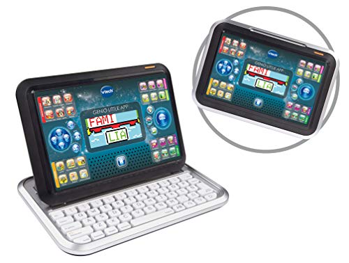 VTech Genio Little App, Juguete para aprender en casa, ordenador tablet educativo para jugar en dos modos distintos, 80 actividades que enseñan letras, inglés, matemáticas, ciencias, negro (80-155522)