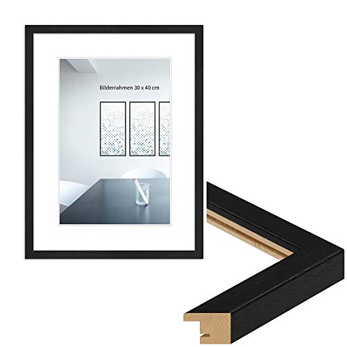 WANDStyle Marco de fotos moderno, 15 x 21 cm, DIN A5, color: negro, veteado, marco de fotos I Clásico marco de madera I Fabricado en Alemania I H950