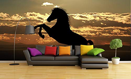 Wayshop | Fotomural Caballo Rampante | Vinilo Adhesivo Decorativo Gran Formato | Diseño Elegante | Medidas 350cm x 250cm (1 Unidad)