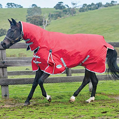 Weatherbeeta Comfitec Classic Combo - Manta para caballos con cuello, tamaño mediano, Red/Silver/Navy