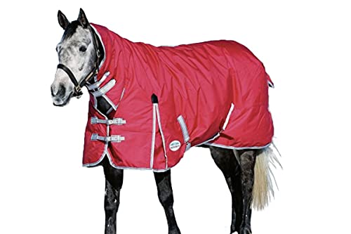 Weatherbeeta Comfitec Classic Combo - Manta para caballos con cuello, tamaño mediano, Red/Silver/Navy