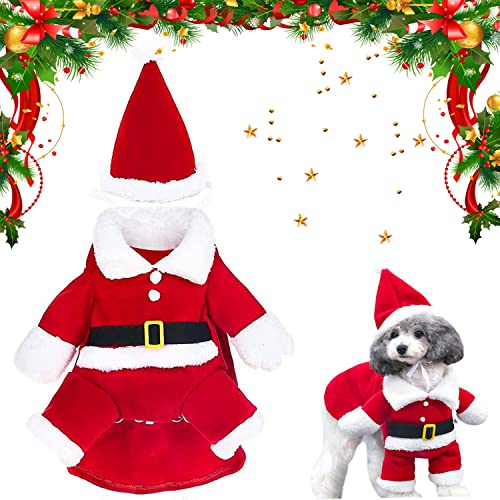 WELLXUNK® Disfraz de Papá Noel de Pet, Disfraz de Navidad para Mascotas, Disfraz de Navidad para Perros Lindo Santa Claus Ropa de Fiesta año Nuevo Divertido Disfraz para Fiestas de Mascotas (L)