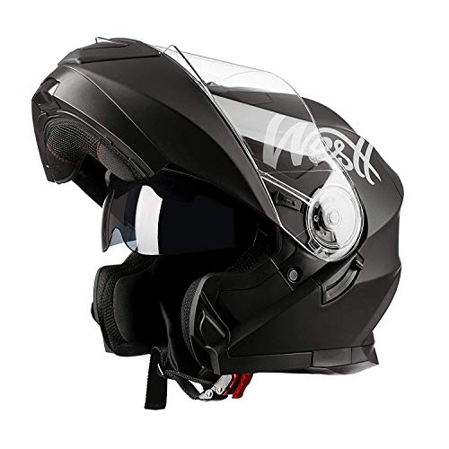 Westt - Casco Moto Modular Integral con Doble Visera Torque X, para Motocicleta Scooter, Certificado ECE, Color Negro, Talla L (59-60cm)