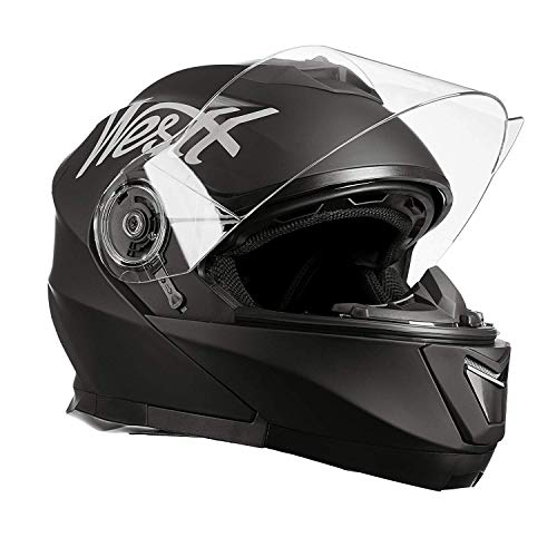 Westt - Casco Moto Modular Integral con Doble Visera Torque X, para Motocicleta Scooter, Certificado ECE, Color Negro, Talla L (59-60cm)