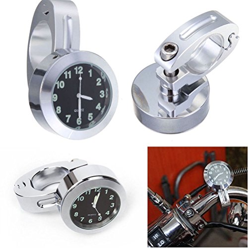 WINOMO Motos Handbar montaje Reloj Digital resistente al agua 7/8"(plata)