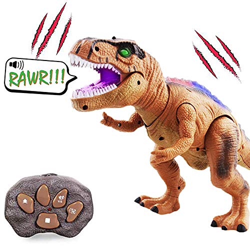 WISHTIME Dinosaurio de Control Remoto ElectricToy Kids RC Animal Toys LED Light Up Dinosaur Walking and Roaring Realista T-Rex Robot Toys For Toddlers Boys Girls