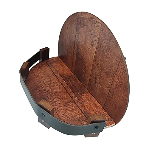 Wood.L Estante para Barril de Whisky Bourbon - Soporte para Vino de Pared Duradero para Vino con barandilla de Cuero de PU, Soporte para 7 Botellas para la Cocina del hogar