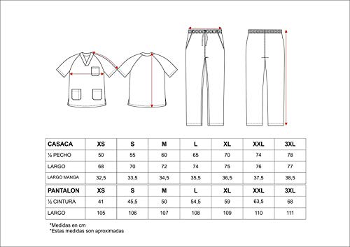 Workteam Uniforme o Conjunto Sanitario, NO Transparente, elástico en la Cintura, botón y Cremallera, Casaca y Pantalón Unisex Blanco XL