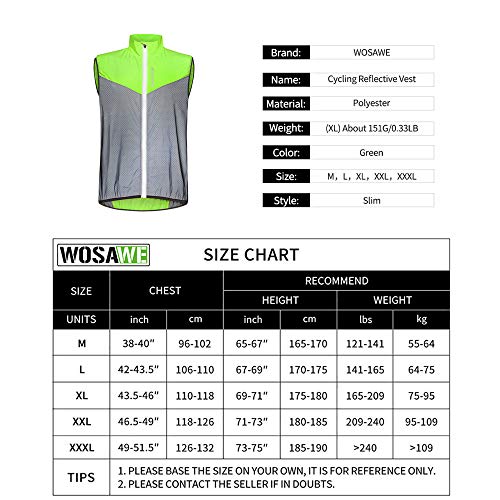 WOSAWE Ciclismo chaleco reflectante a prueba de viento ligero MTB Gilets deportes chaqueta sin mangas