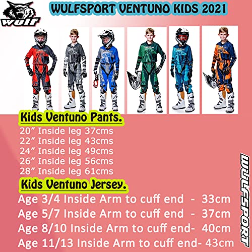 WULFSPORT Attack Motorbike Kids Race Suit New 2017 Motocross Quad Enduro ATV MX Pit Sport Junior Pant Shirt Kit - Black - 8-10 Years
