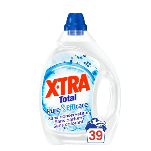 X•TRA Total Pure y Eficaz – 39 lavados (1,95L) – Detergente líquido, sin conservantes, sin perfume ni colorantes