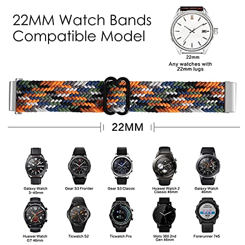 Yaspark Correa Compatible con Huawei Watch GT Pro, 22mm Trenzadas elásticas para Nylon Correa para Huawei Watch GT2 Pro/GT 2 46mm/Galaxy Watch 3 45mm/Gear S3 Frontier