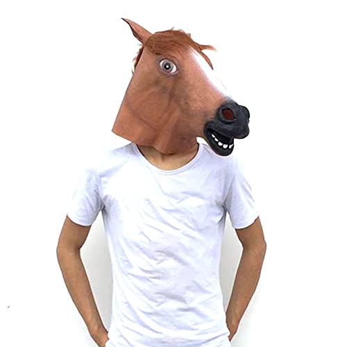 Ygerbkct Máscara de cabeza de caballo de Halloween Cosplay látex Animal Headgear Máscara de caballo Máscara divertida Accesorios de entretenimiento Máscara