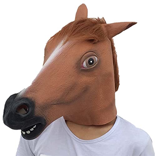 Ygerbkct Máscara de cabeza de caballo de Halloween Cosplay látex Animal Headgear Máscara de caballo Máscara divertida Accesorios de entretenimiento Máscara