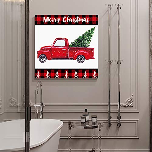 Yo Chairon Árbol de Navidad de invierno sobre camión lienzo ilustraciones pinturas al óleo retro Buffalo cuadros cuadros pared cartel ilustraciones para el hogar moderno oficina/hotel decorativo