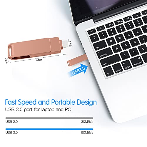 YOHU 256GB Pendrive para Phone Photo Stick Memoria USB para Phone y Pad Android Laptops Flash Drive Expansión (Rosa)