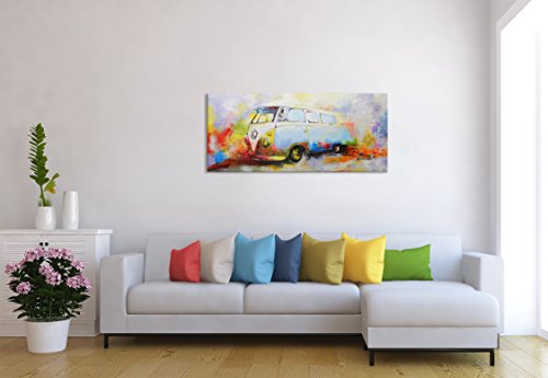 YS-Art | Cuadro Pintado a Mano Nostalgia | Cuadro Moderno acrilico | 115x50 cm | Lienzo Pintado a Mano | Cuadros Dormitories | único | Multicolor