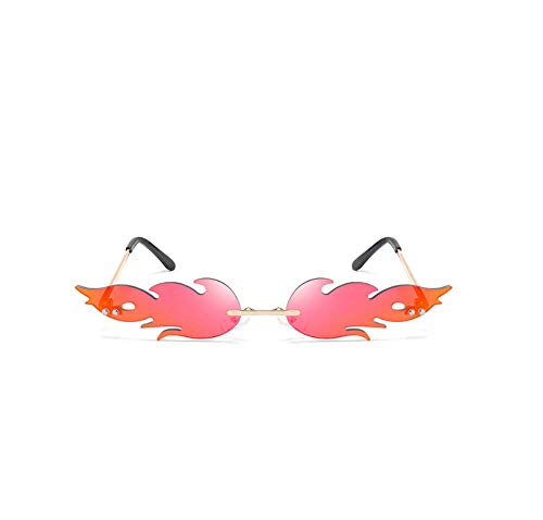 YTJHFA Gafas de sol de llama / espejos polarizantes / gafas de sol de moda / gafas de sol sin marco de metal / Europeo-Americano-Europa-gafas/ligero/ de gama alta / personalidad (150*150*58mm, rojo)