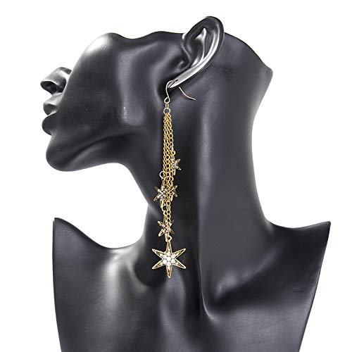YZYZ Vintage Tassel Star Colgante Multicapa Full Diamond Star Pendientes Regalo De Mujer