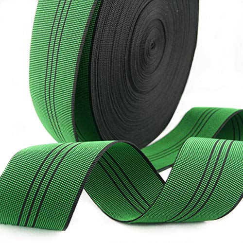ZAIONE Banda de tapicería de látex verde elástica de 5 cm de ancho x 12 metros para sofá, silla, reparación de muebles, material de repuesto elástico artesanal