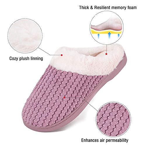 Zapatillas Casa para Mujer CáLido Pantuflas de Memory Foam con Forro de Felpa Cómodas Antideslizante para Interiores y Exteriores (Rosa.HST,38/39 EU)