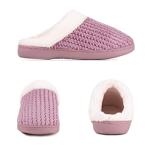 Zapatillas Casa para Mujer CáLido Pantuflas de Memory Foam con Forro de Felpa Cómodas Antideslizante para Interiores y Exteriores (Rosa.HST,38/39 EU)