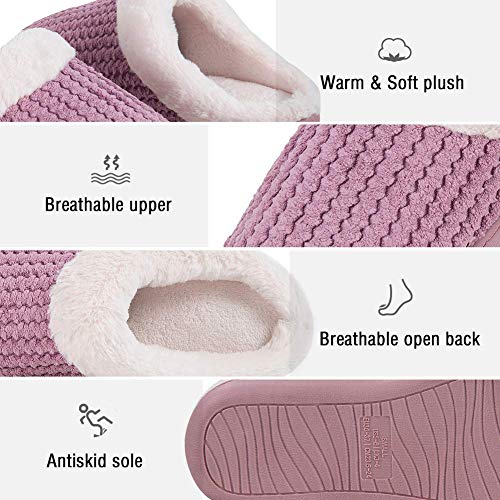 Zapatillas Casa para Mujer CáLido Pantuflas de Memory Foam con Forro de Felpa Cómodas Antideslizante para Interiores y Exteriores (Rosa.HST,38/39 EU)