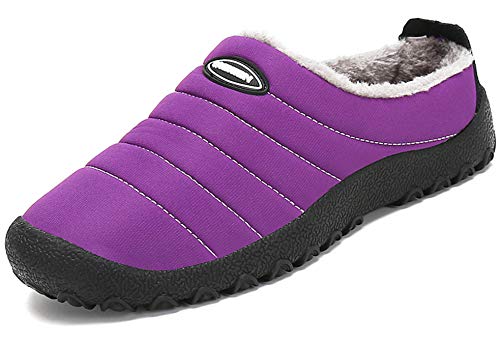 Zapatillas de Estar por Casa Mujer Hombre, Invierno Zapatos de Casa con Forro de Cálido - Cálidas y Cómodas - con Suela Antideslizante para Exterior e Interior,Púrpura 39