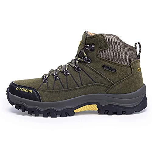 Zapatillas de Senderismo Hombre Al Aire Libre Antideslizantes Zapatillas de Trekking Transpirables Botas de Montaña Ejército Verde 46