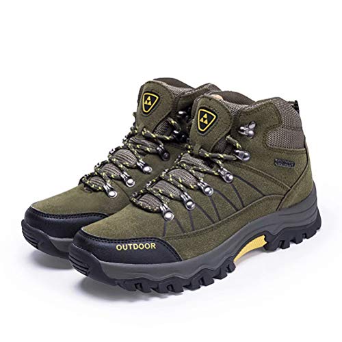 Zapatillas de Senderismo Hombre Al Aire Libre Antideslizantes Zapatillas de Trekking Transpirables Botas de Montaña Ejército Verde 46