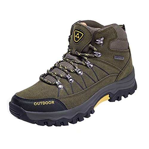 Zapatillas de Senderismo Hombre Al Aire Libre Antideslizantes Zapatillas de Trekking Transpirables Botas de Montaña Ejército Verde 46