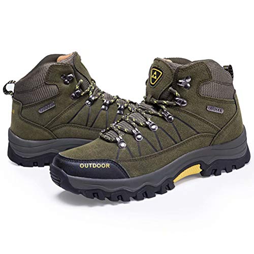 Zapatillas de Senderismo Hombre Al Aire Libre Antideslizantes Zapatillas de Trekking Transpirables Botas de Montaña Ejército Verde 46