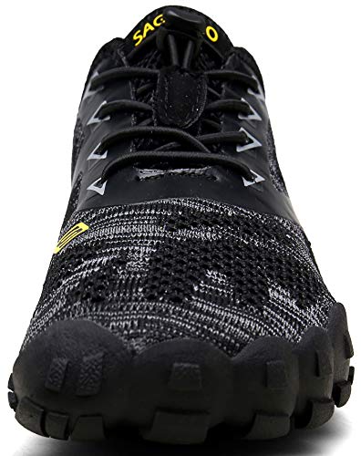Zapatillas de Trail Running Minimalistas Barefoot Hombre Mujer Zapatillas de Deporte Exterior Interior,04 Negro,43