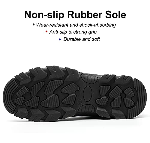 Zapatos de Seguridad Hombre Mujer con Puntera de Acero Transpirables Ligero Calzado de Seguridad Industriales Antideslizante Unisex Negro 38 EU
