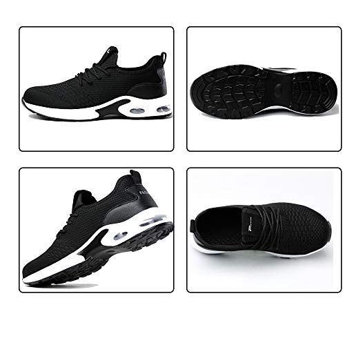 Zapatos de Seguridad Hombre Mujer Punta de Acero Zapatos Legero Zapatos de Trabajo Antideslizante Transpirable Zapatos de Trabajo Black41 EULongueur du Pied 255mm