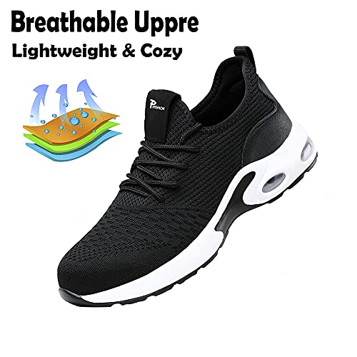 Zapatos de Seguridad Hombre Mujer Punta de Acero Zapatos Legero Zapatos de Trabajo Antideslizante Transpirable Zapatos de Trabajo Black41 EULongueur du Pied 255mm