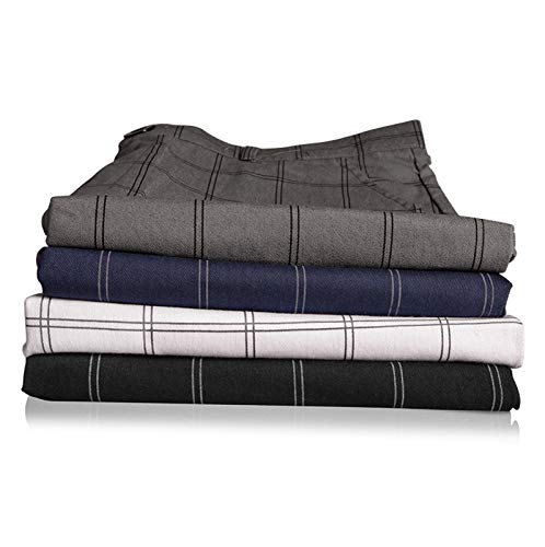 ZEZKT Pantalones Casuales para Hombre Pantalones De Vestir de Hombre, Bolsillo de Pantalones Largos De LáPiz De Negocios Flacos de Frente Plano A Cuadros Casuales Sport Casual