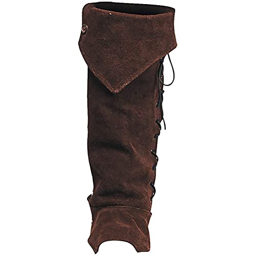 ZJJ 2 Uds Zapatos Retro Ajustables Botas Cubierta Medieval Vikingo Armadura De Pierna Grebas Tiro con Arco Protector De Pierna Hebilla Correa Polaina Samurái para Accesorios De Cosplay,Marrón