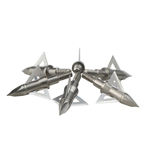 ZSHJG Puntas de Flecha de Tiro con Arco Caza Universal Metal Flecha Cabeza 100 Granos Broadhead con 3 Hojas Afiladas para Ballesta y Flechas de Arco Compuesto (6 Piezas)